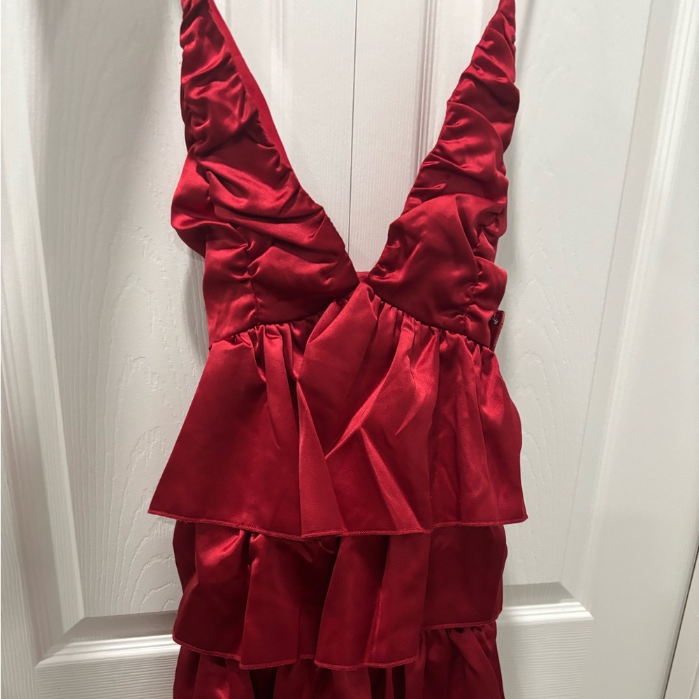 Elegant Red Satin Dress